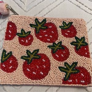 Beaded Strawberry Pouch - Red & Pink